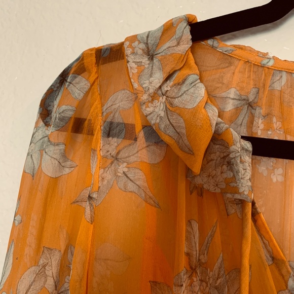 Anthropologie Marais Orange Floral Maxi Dress XS Peasant Boho Cottage Core - Picture 8 of 16